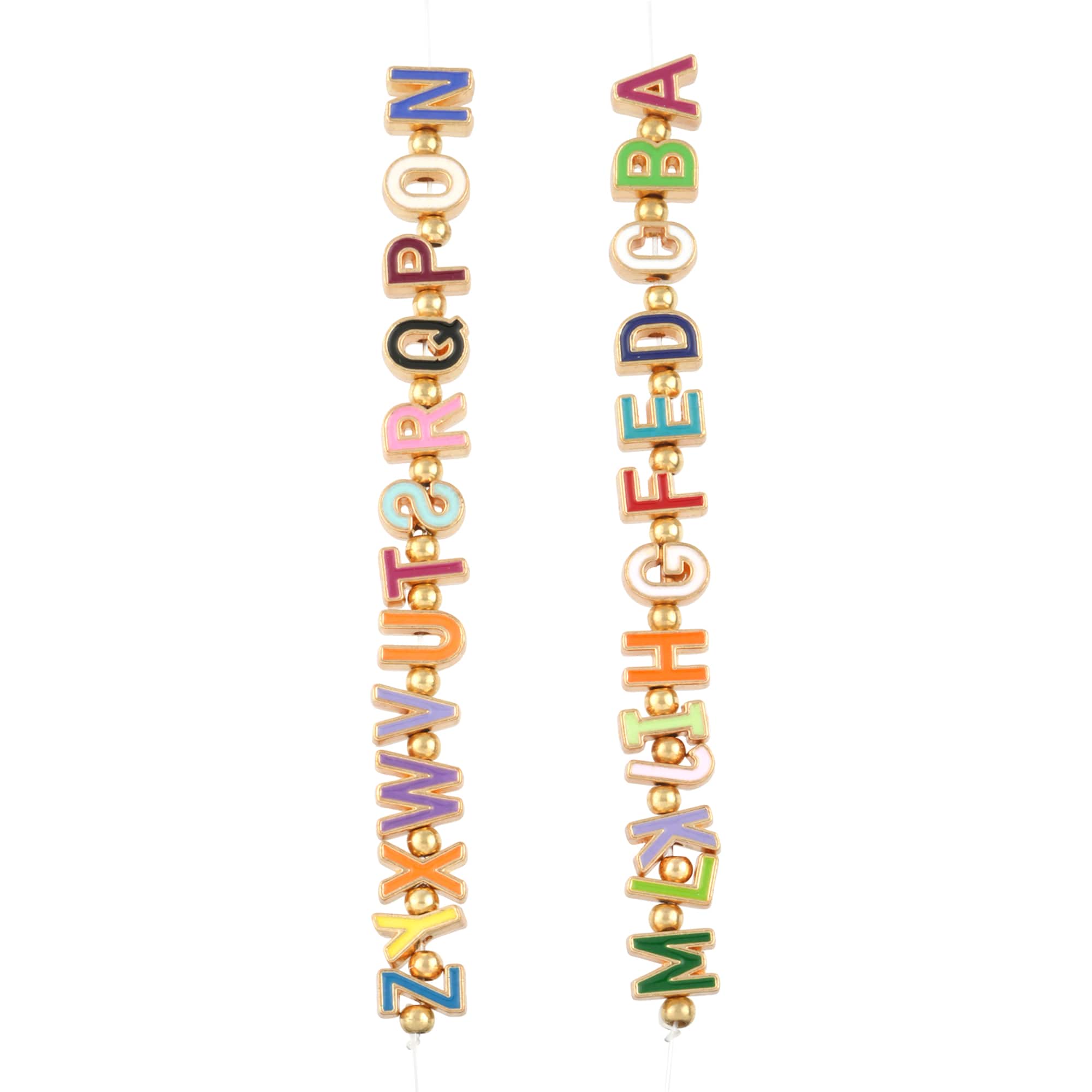 Gold Mixed Enamel Metal Alphabet Beads by Bead Landing™